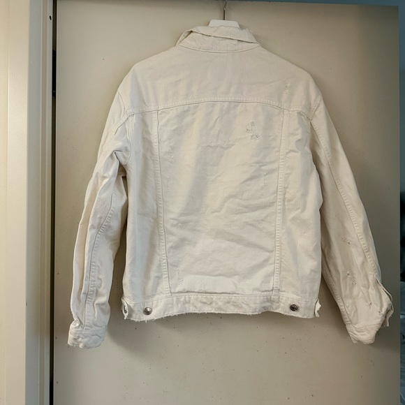 Zara White Denim Distressed Jacket - Picture 3 of 6